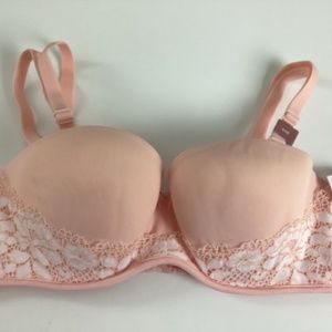 Cacique Boost Multi-way Strapless Underwire Bra Size 34B Peach Lace NWT New